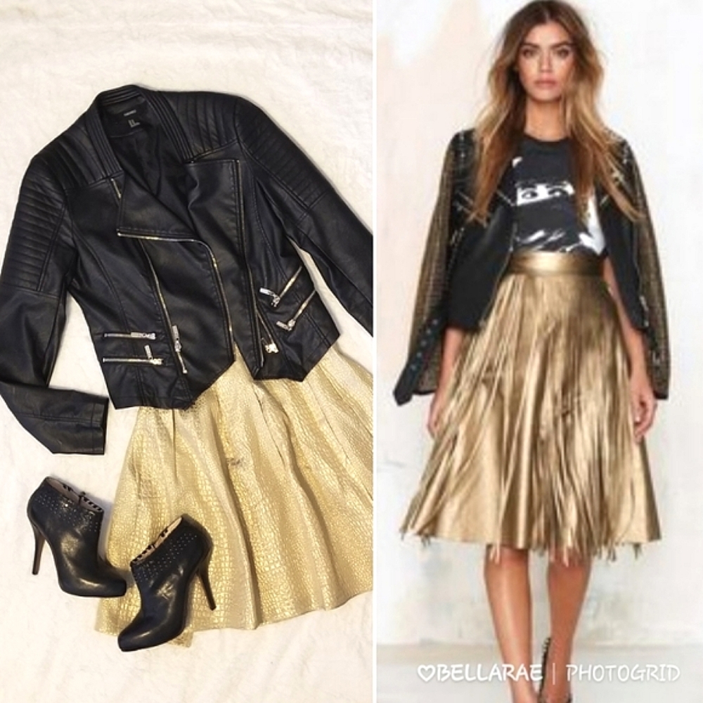 Gold Bebe Knee Length Animal Print Skirt - Picture 1 of 9